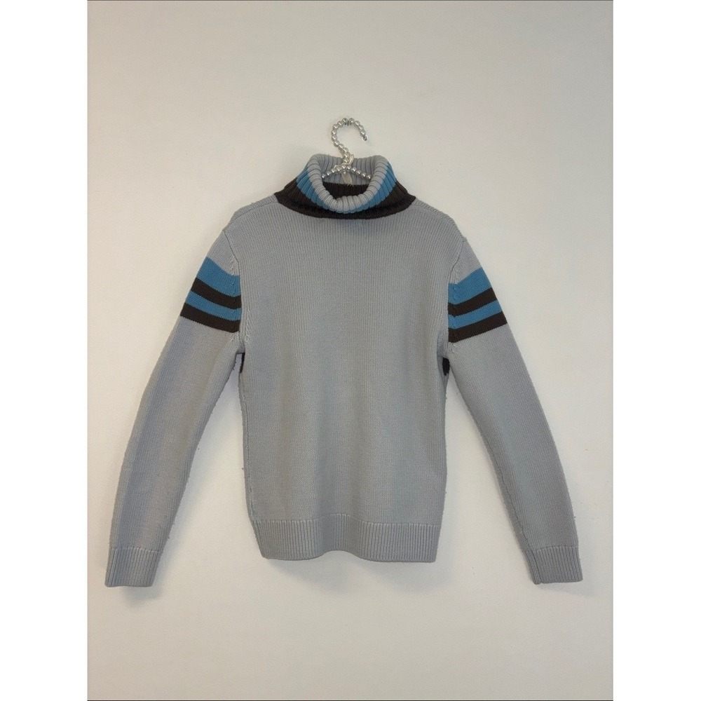 Perfect Moment Light Blue Chevron Zip-Turtleneck Sweater - Picture 7 of 9